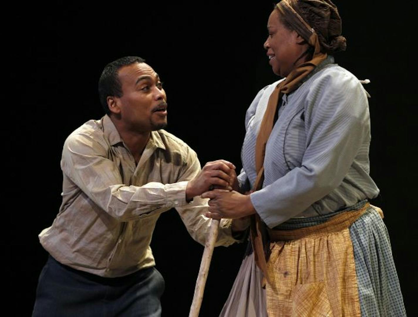 Gavin Lawrence and Yolanda Bruce as Rev. Robert Hickman and Virginia in the History Theatre play "Adrift on the Mississippi."