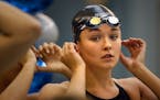 Former Eden Prairie swimmer Rachel Bootsma, now swimming for CAL in the NCAA National Championships at the Uof M, prepares for her first event, prelim