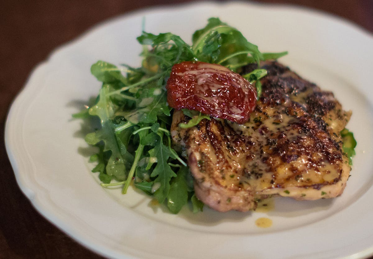 Kate Previte Chicken Paillard with Arugula Salad. ORG XMIT: tms20140508142836