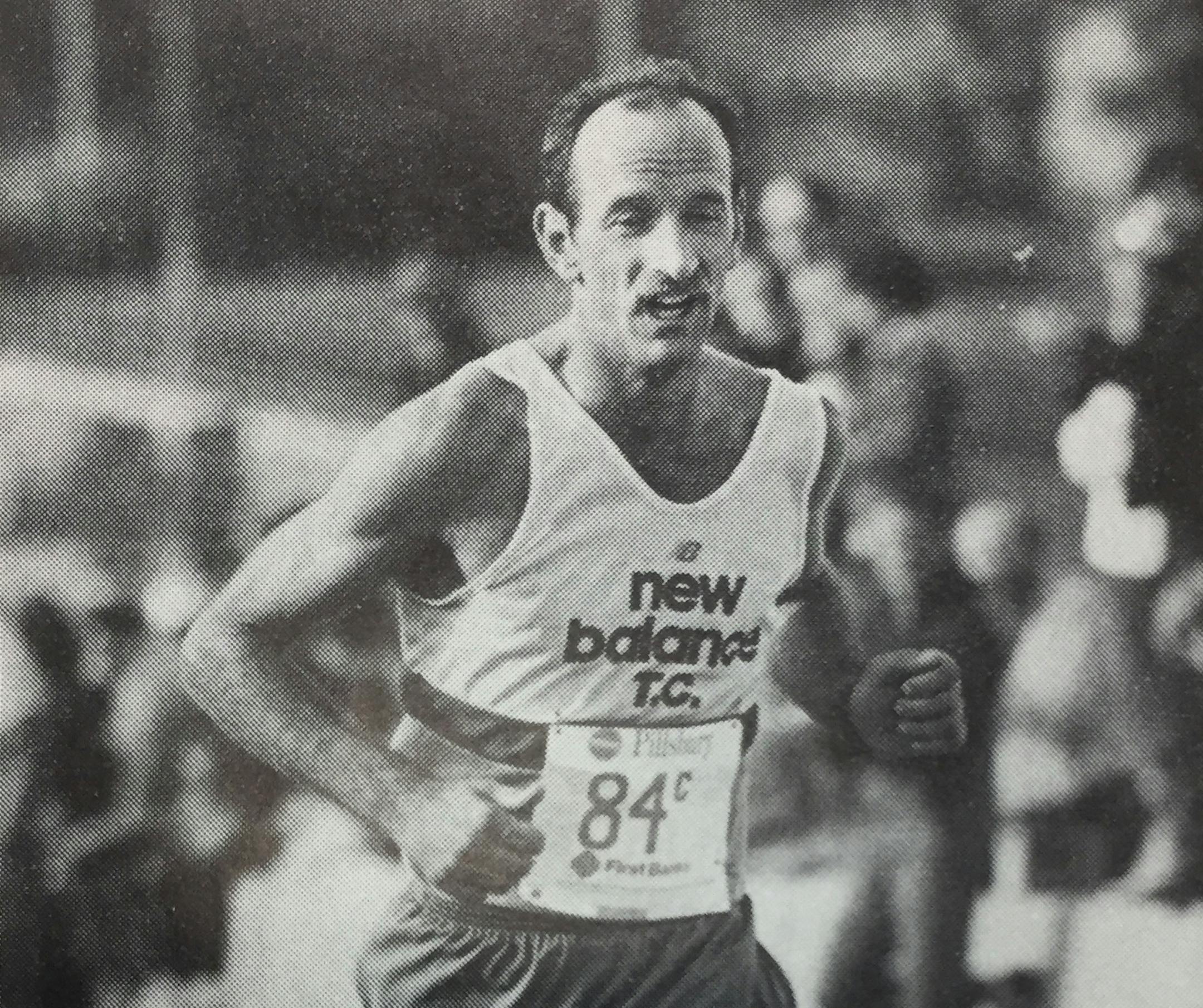 Phil Coppess on his way to victory at the 1985 Twin Cities Marathon. His record time that day, 2:10:05, still stands.
