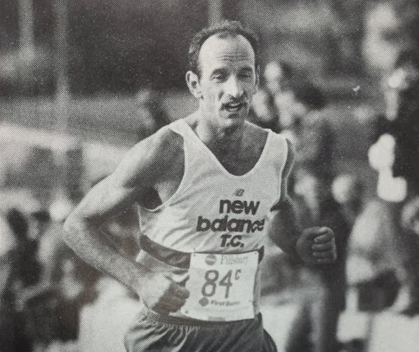 Phil Coppess on his way to victory at the 1985 Twin Cities Marathon. His record time that day, 2:10:05, still stands.