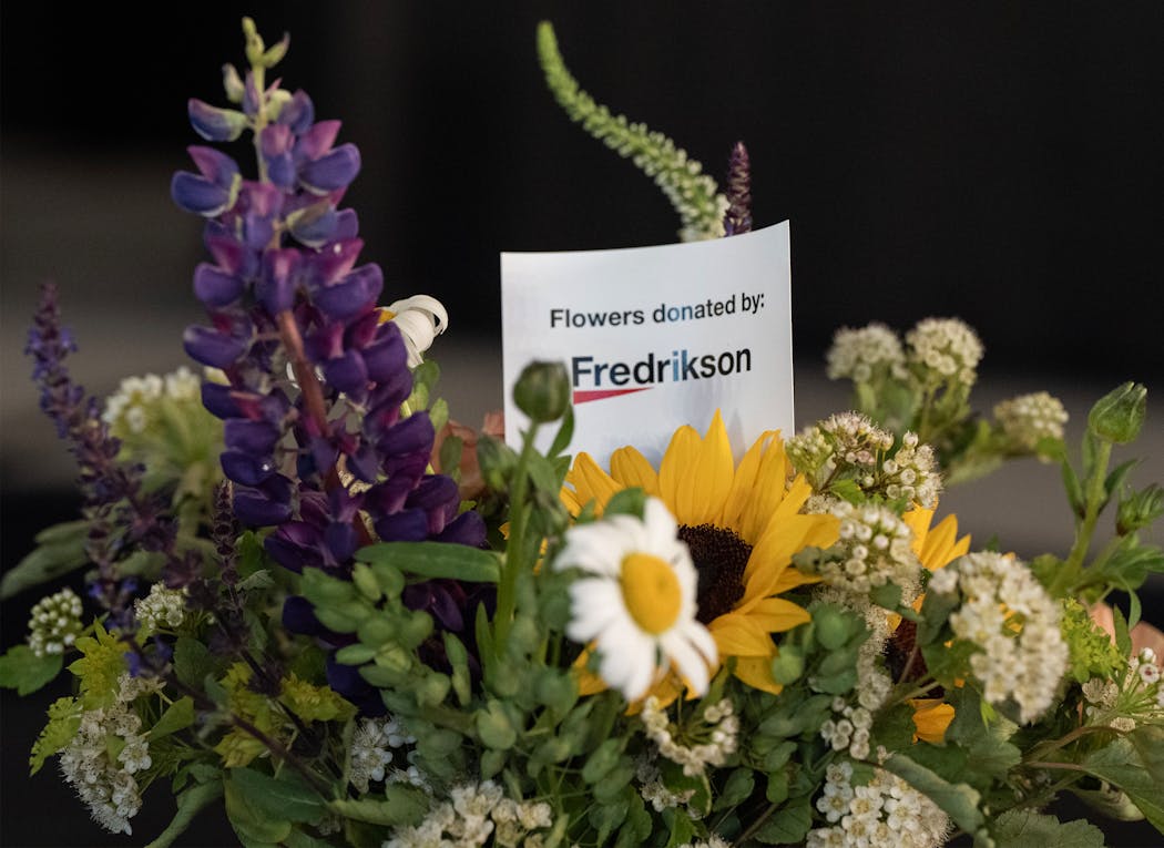 This bouquet of flowers is donated by Fredrikson, a sponsoring law firm at the Mid-America Regulatory Conference.