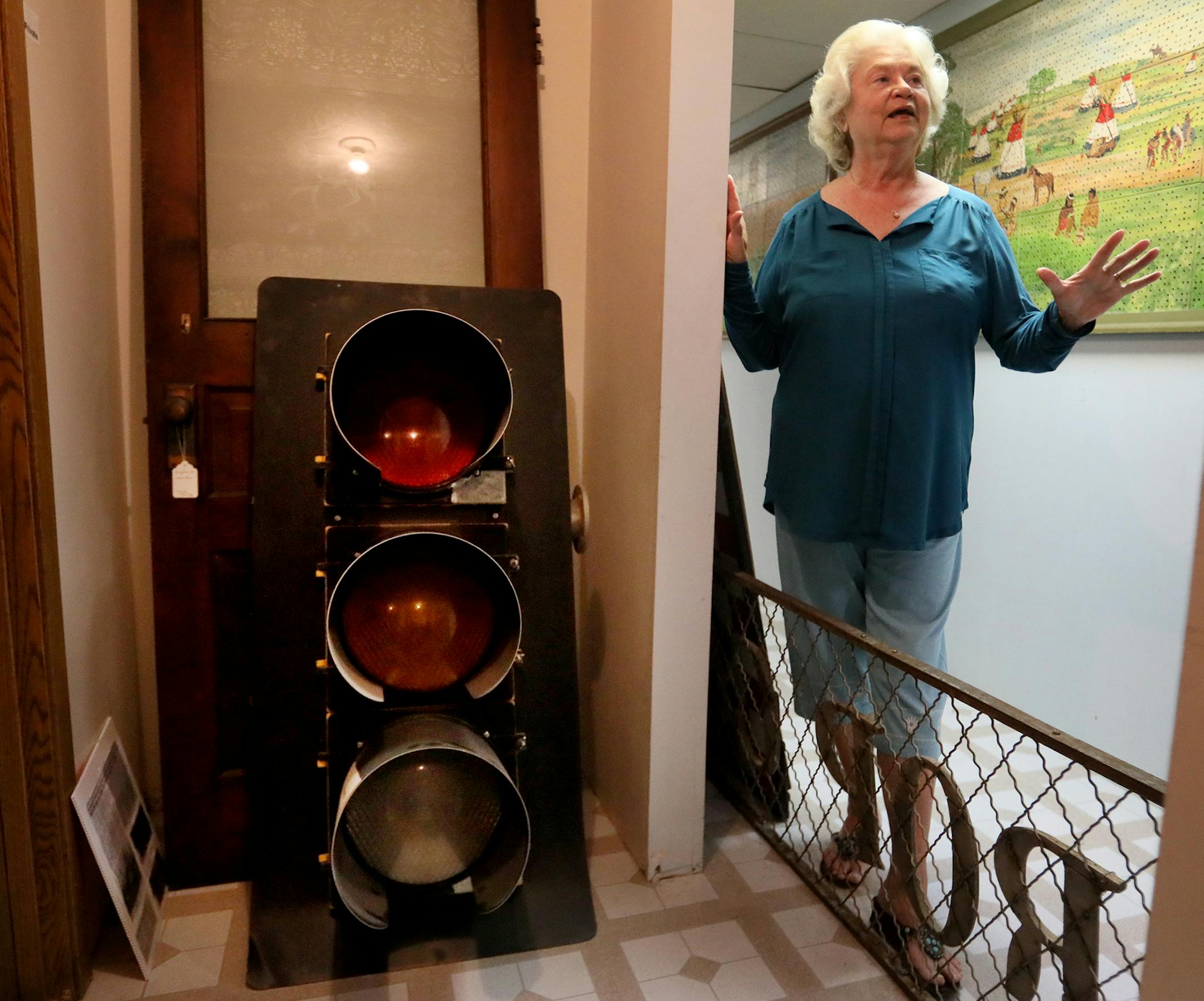 The town of Winthrop MN put its stoplight in a museum after it came down in 2015, local historians understanding it's probably the only stoplight the town will ever see. Here, the town's only stoplight now sits in the Winthrop Community Historical Society, which is run by Diane Fredin and seen Thursday, Aug. 30, 2018, in Winthrop, MN.] DAVID JOLES ï david.joles@startribune.com For decades, a stoplight where two highways meet by the local Dairy Queen has marked the intersection known as Sanb