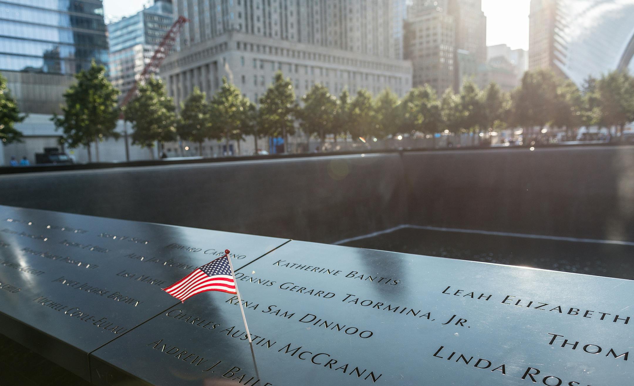 The names of Sept. 11 victims are seen at the memorial plaza at the World Trade Center site in New York City.