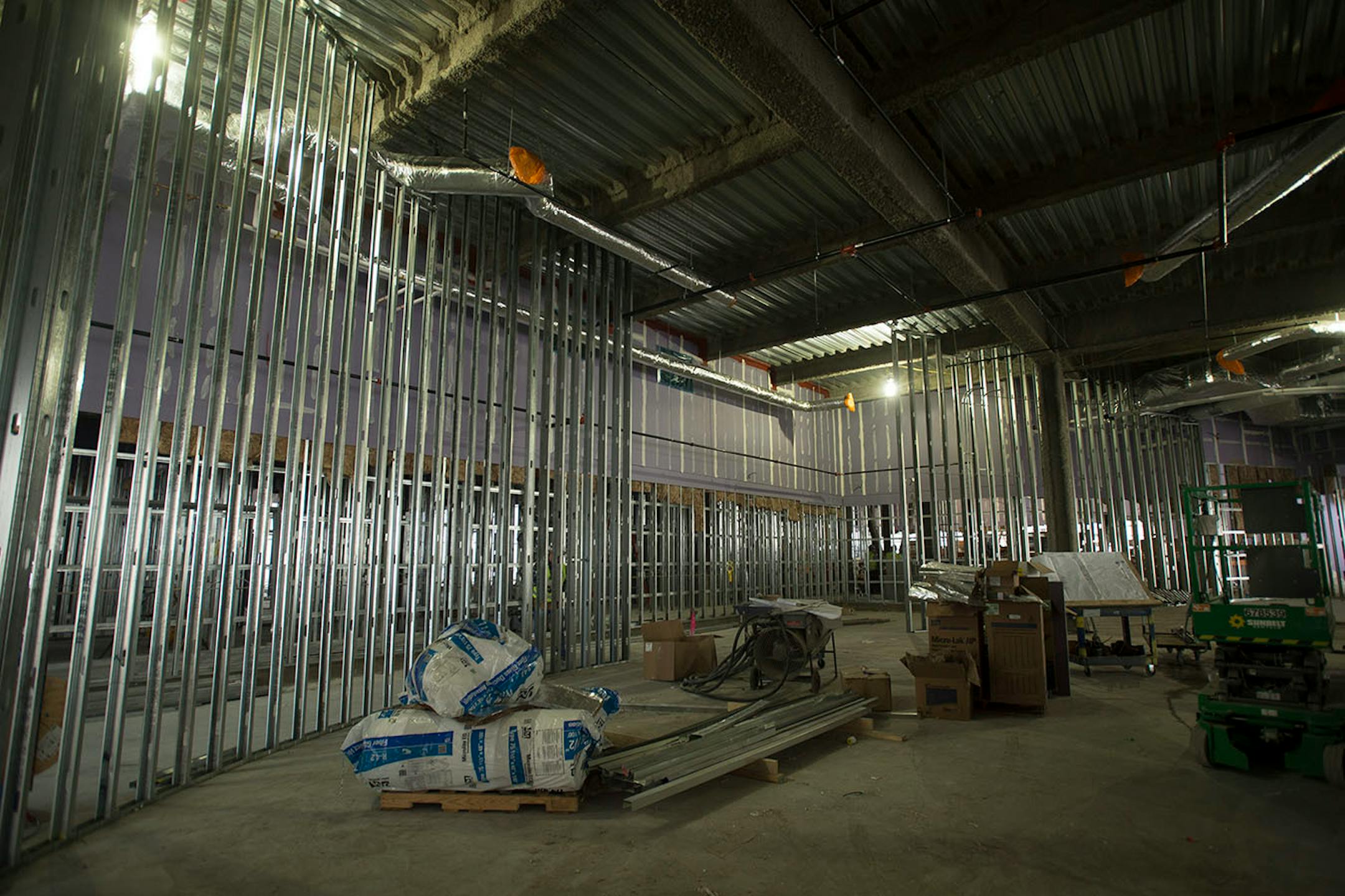 The under-construction location of a new large hearing room at the Senate office building is under contruction in St. Paul, Minn., Tuesday, April 14, 2015. Senate Democrats included money in a state budget bill this week to start leasing the $90 million facility for its expected opening next year. The tab is $13 million for 2016 and 2017 and about $8 million a year thereafter.