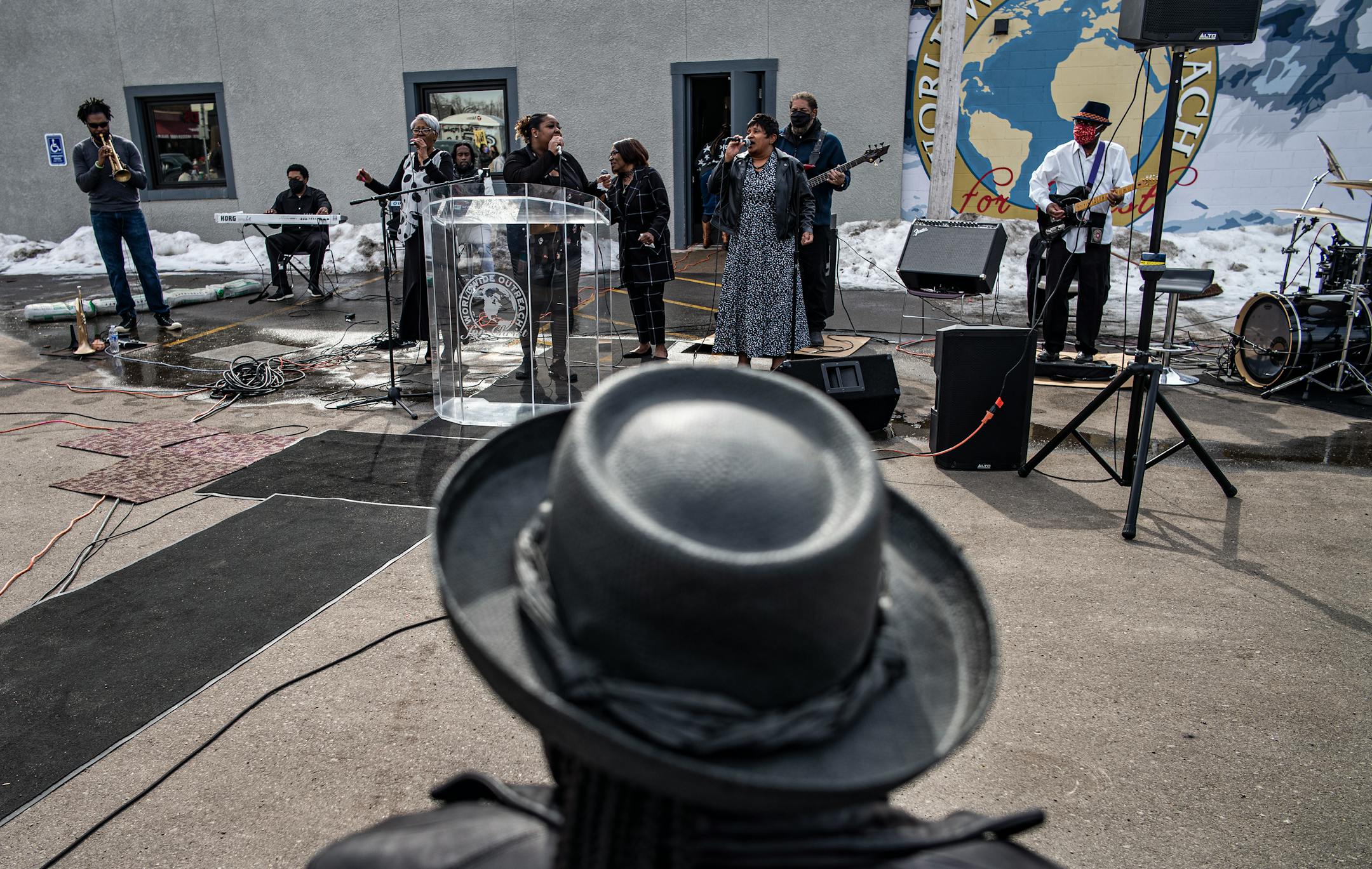 Worldwide Outreach For Christ had an outdoor church service on the corner of the George Floyd memorial on Sunday, March 7, 2021 in Minneapolis.