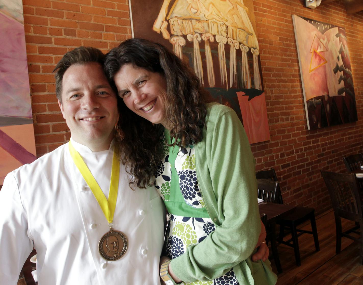 TOM WALLACE &#xa5; twallace@startribune.com Assignments #20017863A_ May 13, 2011_ SLUG: becker0519_ Isaac Becker wins the James Beard Award as Chef of the years 2010 _ IN THIS PHOTO:] latest Midwestern chef Isaac Becker, Minneapolis, MN wins prestegious James Beard award. Isaac Becker and Nancy St. Pierre at 112 Eatery, Minneapolis.bestmn2012 bestmn2012