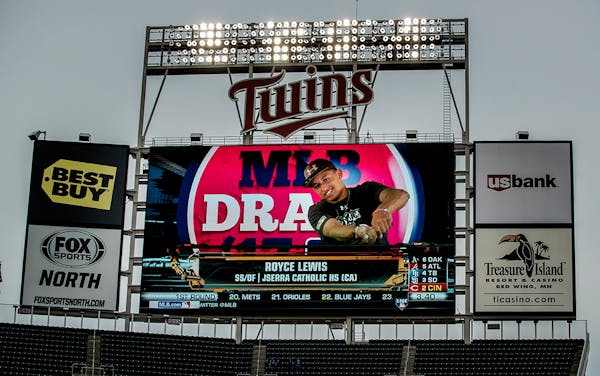 Royce Lewis was projected on the big screen at Target Field after being selected first overall in the 2017 MLB draft by the Minnesota Twins.