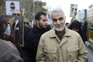 FILE - In this Thursday, Feb. 11, 2016, file photo, Qassem Soleimani, commander of Iran's Quds Force, attends an annual rally commemorating the annive