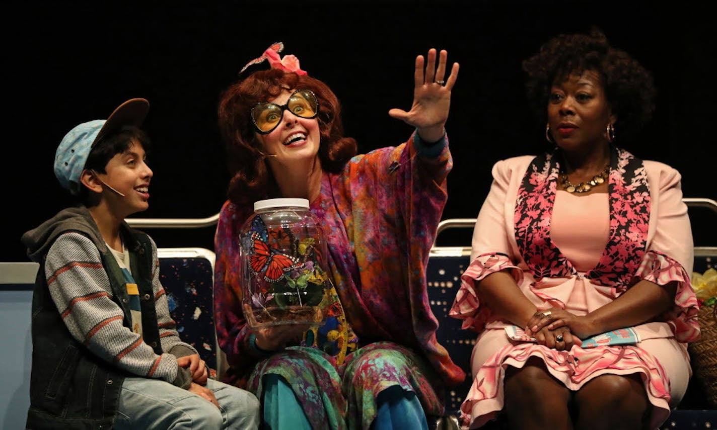 Alejandro Vega as CJ, Autumn Ness as Madam Butterfly and Greta Oglesby as Nana in the Children's Theater Company production of "Last Stop on Market Street."