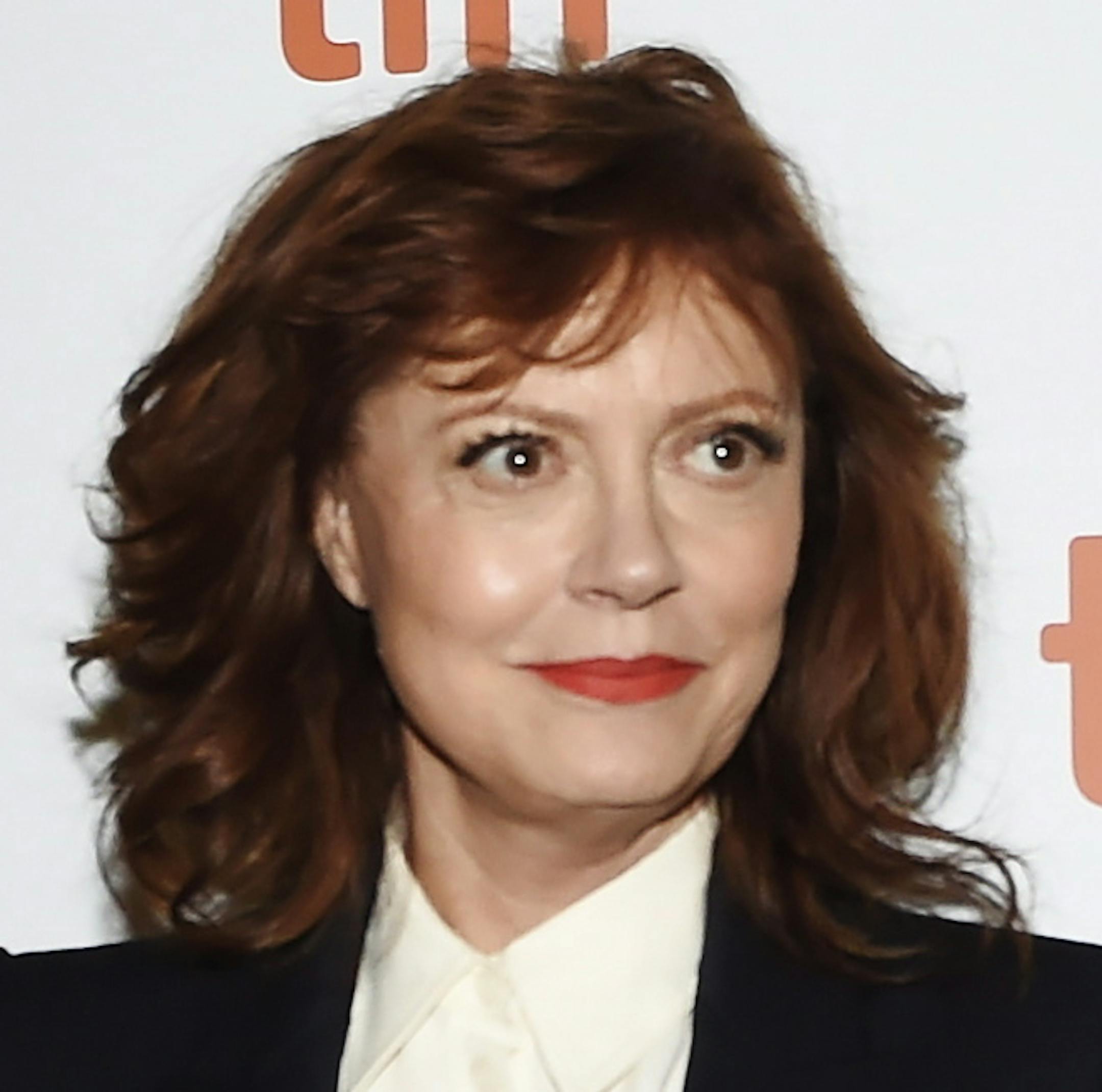 Actor Susan Sarandon poses for photographs on the red carpet after arriving for the new movie "The Death and Life of John F. Donovan" during the 2018 Toronto International Film Festival in Toronto on Monday, Sept. 10, 2018. (Nathan Denette/The Canadian Press via AP)