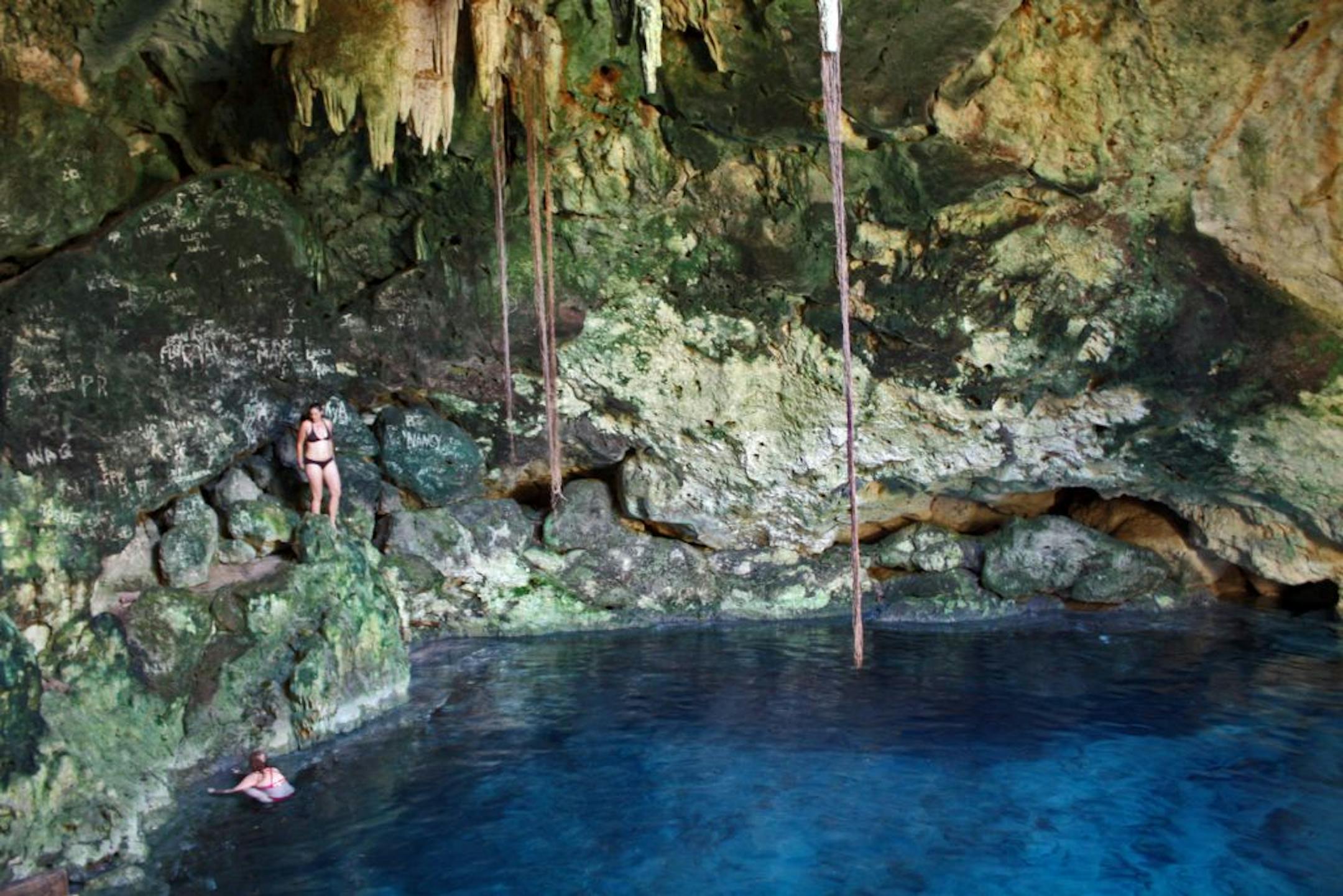 Beneath the limestone ground of the Yucatan lie thousands of cenotes, sinkholes full of fresh water. This cenote was near the village of Chunkanan.
