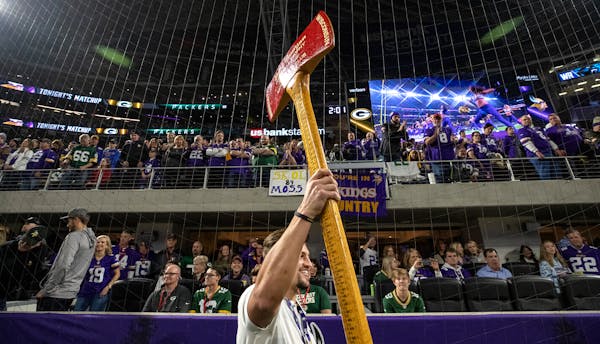 The Gophers brought Paul Bunyan’s Axe to U.S. bank Stadium in 2018 for a Vikings-Packers game after winning it the day before.