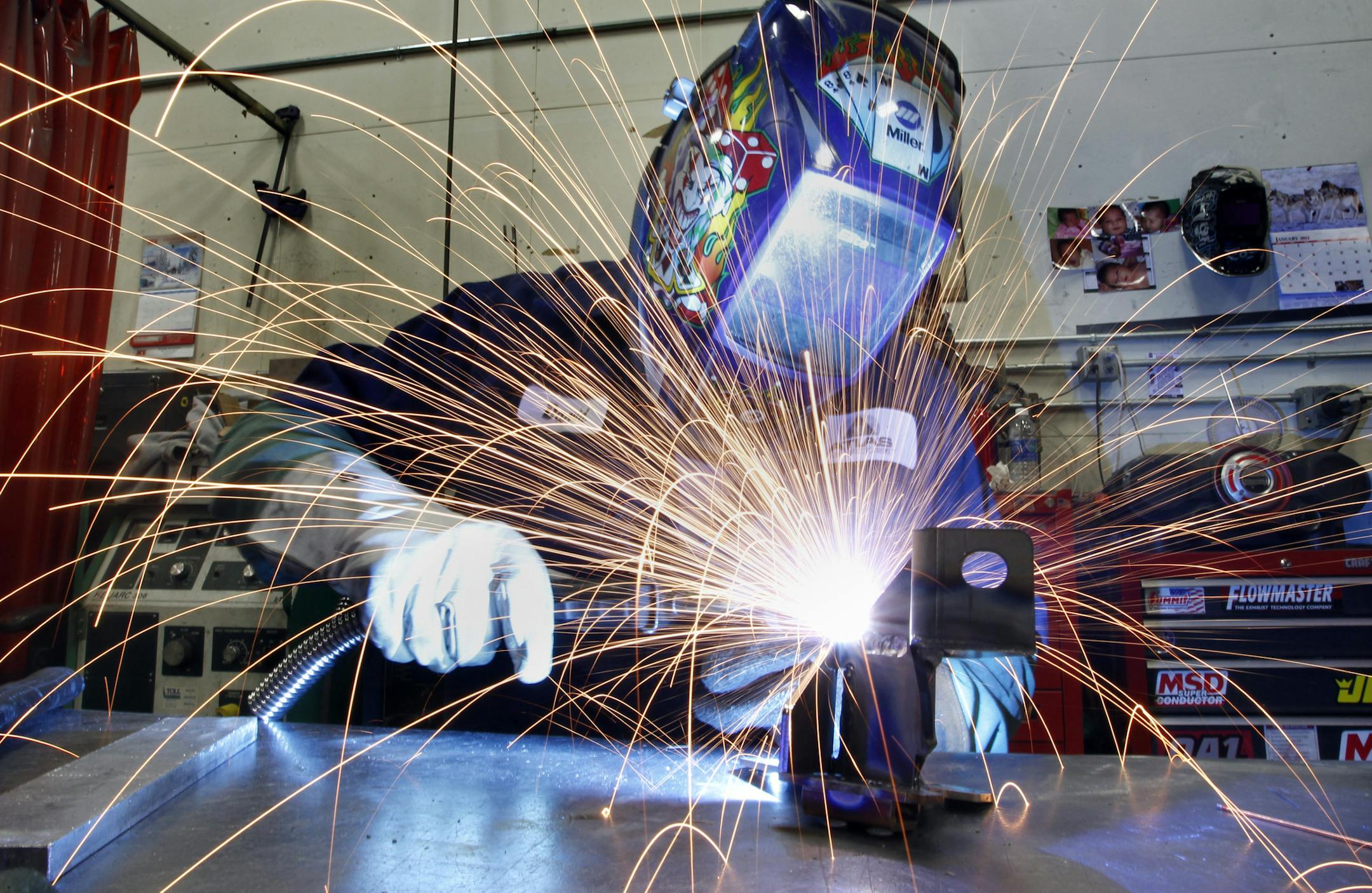 David Volkman, at the Minneapolis Plant, welds a brace for the Hydraulic system on a racecar. Atlas Manufacturing, a manufacturer of custom metal products for industrial, retail and medical markets, has more than doubled its workforce since 2009, said President John Peterson. The company hired about 20 workers in 2011 and finished last year with about 130 workers at facilities in Minneapolis and Chippewa Falls, Wis. ] TOM WALLACE • twallace@startribune.com Assignments #20021419B_ January