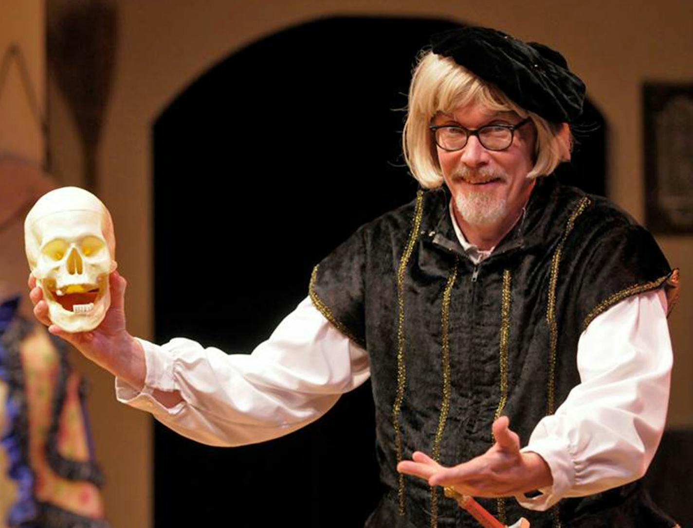 Phil Kilbourne performs in "The Complete Works of William Shakespeare (Abridged)" in Connecticut. Photo courtesy of Marysue Moses.