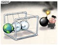 Sack cartoon: North Korea knocks