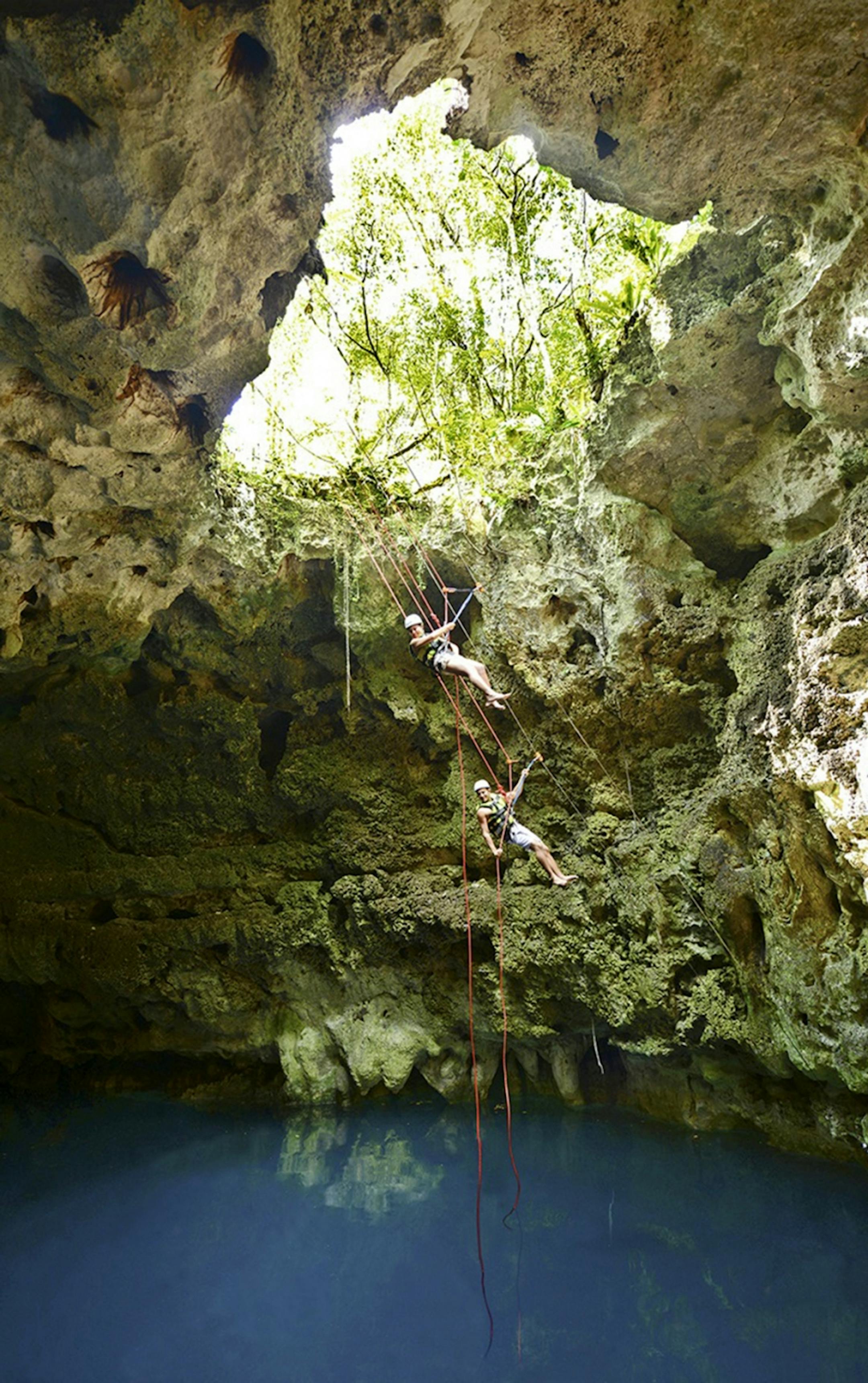 6. Rappelling makes for a dramatic entry to the subterranean world.