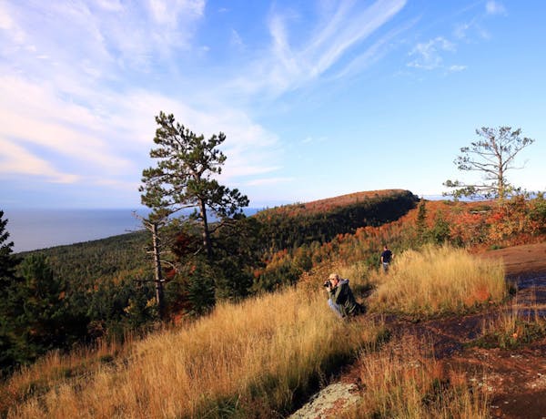 ONE TIME USE Oberg Mountain, with LeVeaux Mountain beyond. Superior Hiking Trail