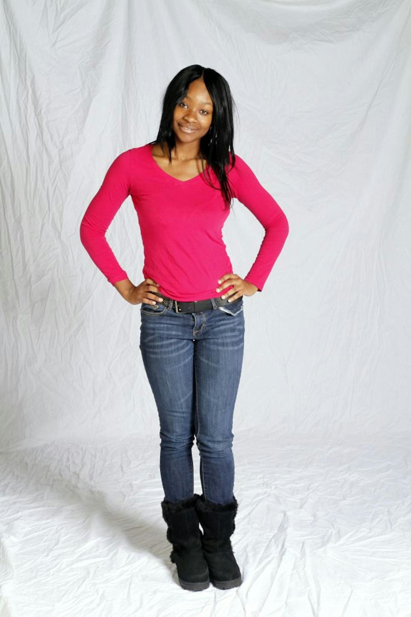 Lashunda Roberts, in her everyday clothes before a makeover by stylist Grant Whittaker.