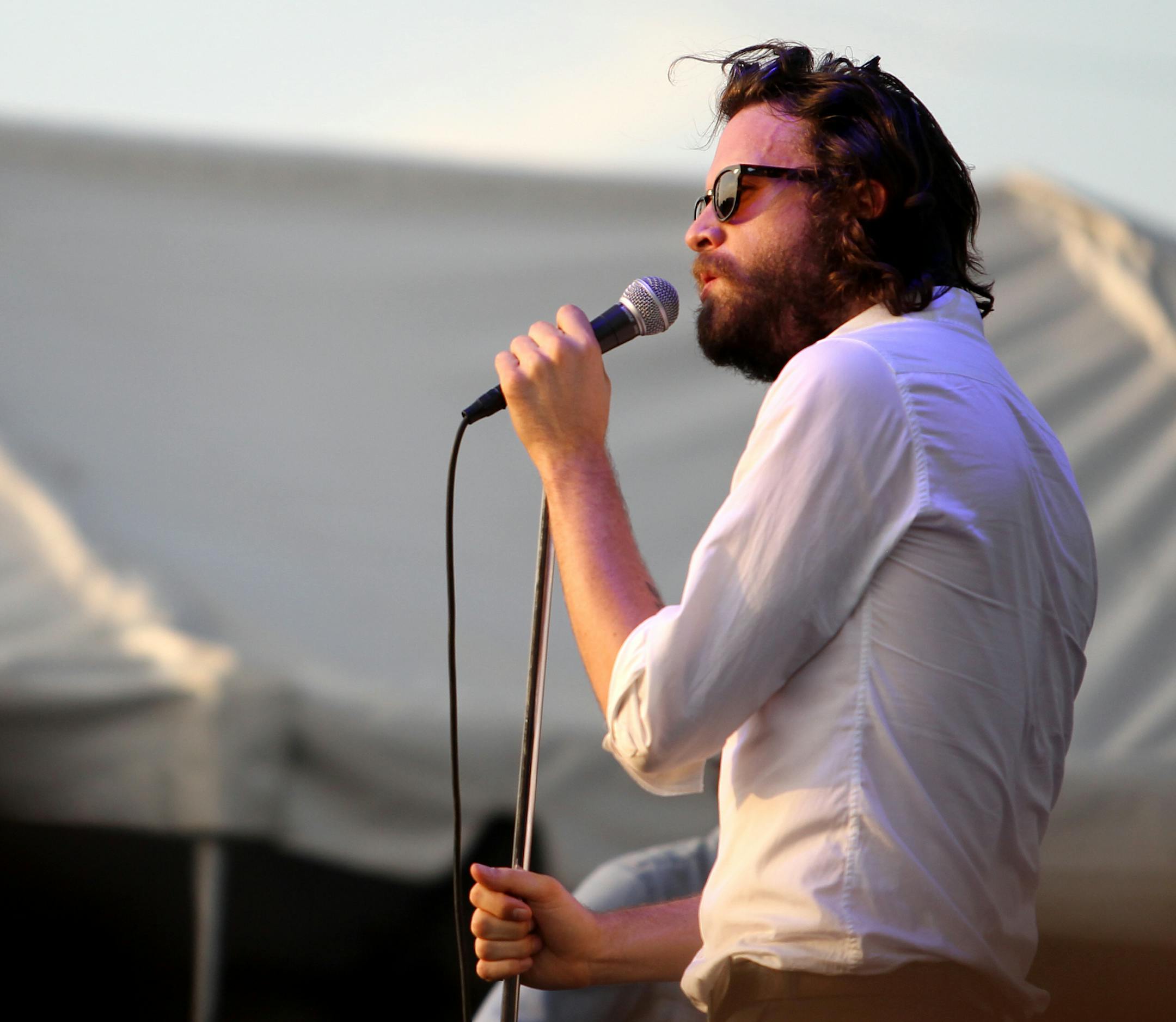 Father John Misty performs during the Basilica Block Party at Basilica of St. Mary church in Minneapolis, Minn., on Friday, July 12, 2013. ] (ANNA REED/STAR TRIBUNE) anna.reed@startribune.com (cq) ORG XMIT: MIN1307122138370200