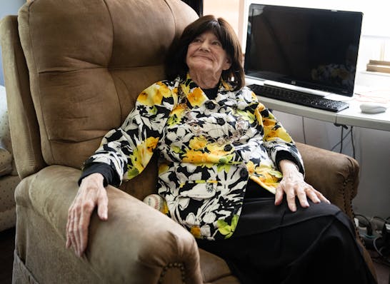Debbie Weinberg, 87, would normally be watching her beloved Minnesota Twins on television, but instead finds other ways to kill time at her home in St