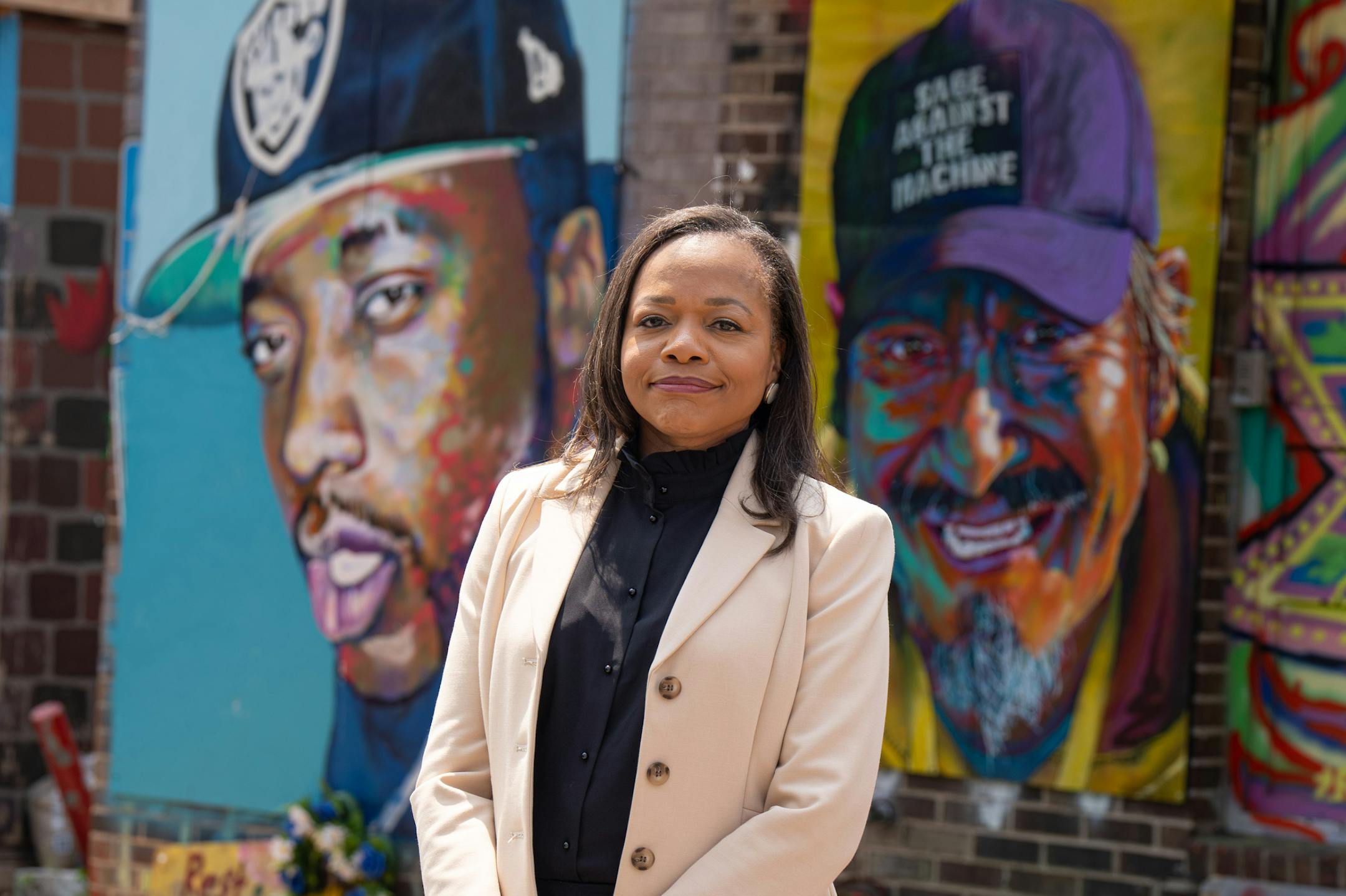 After the press conference where she listed the problems her investigation found within the Minneapolis police department, Assistant Attorney General Kristen Clarke came down to George Floyd Square for the first time, to pay her respects Friday, June 16, 2023 Minneapolis,