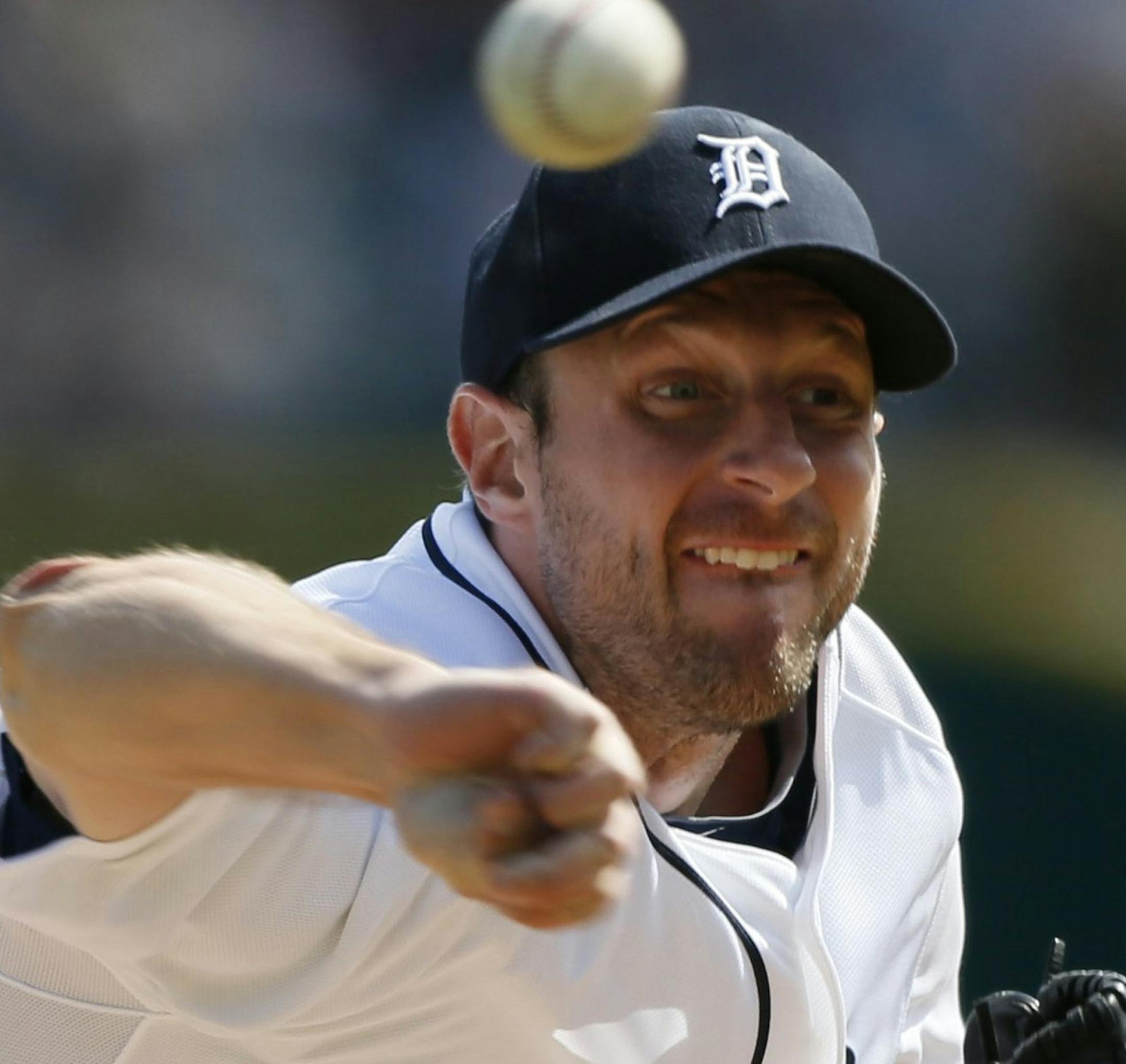 Detroit Tigers pitcher Max Scherzer works in the eighth inning against the Pittsburgh Pirates at Comerica Park in Detroit on Thursday, Aug. 14, 2014. The Tigers won, 5-2. (Julian H. Gonzalez/Detroit Free Press/MCT) ORG XMIT: 1156154