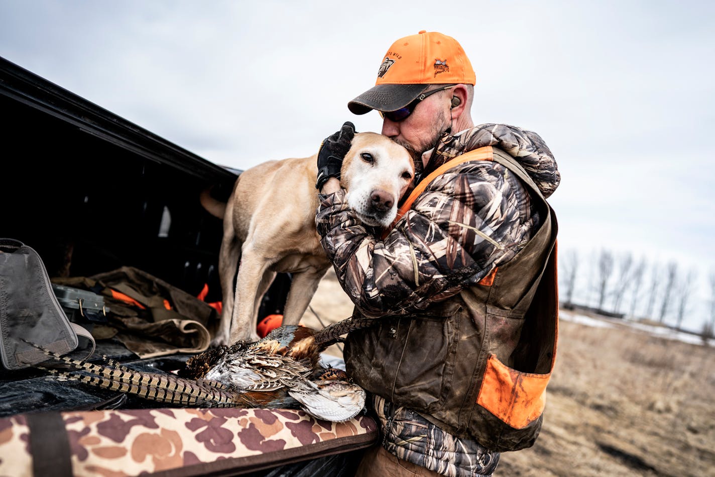 Tony Jones showed Albert some tenderness, knowing this is their last hunt together at Caribou Gun Club in Le Sueur March 10, 2020.