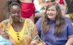 Lolly Adefope (left) plays the roommate and best friend of Aidy Bryant in Hulu's new comedy, "Shrill," premiering Friday on the streaming site. (Allys