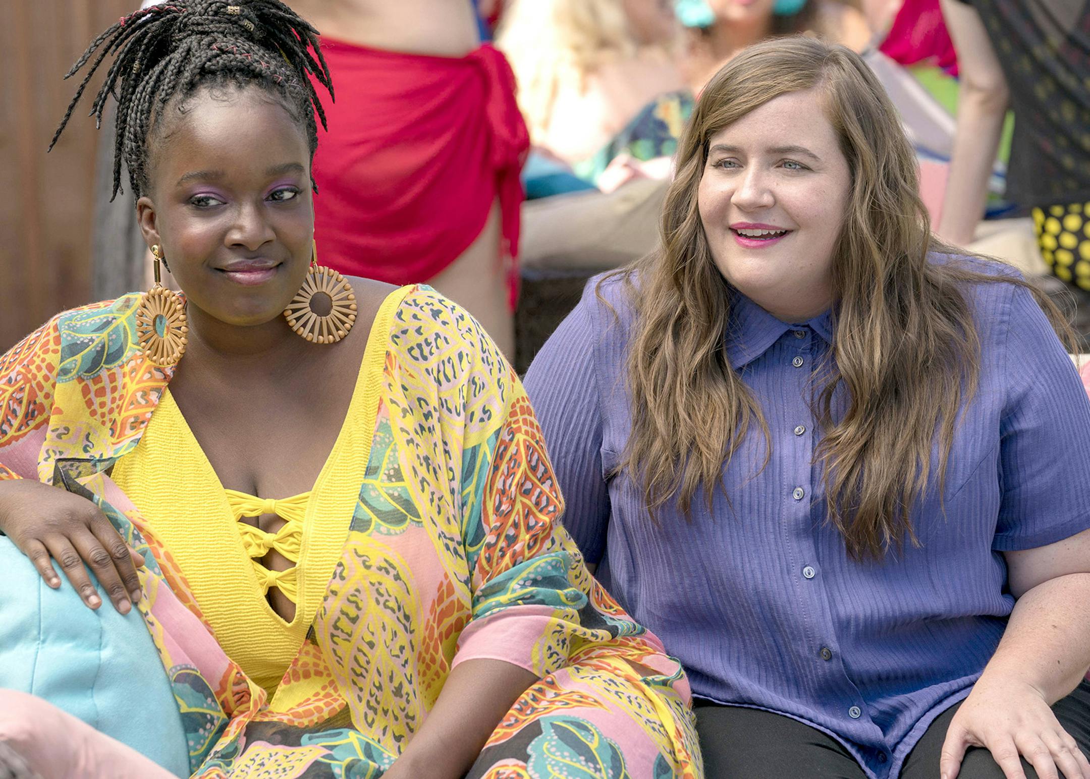 Lolly Adefope (left) plays the roommate and best friend of Aidy Bryant in Hulu's new comedy, "Shrill," premiering Friday on the streaming site. (Allyson Riggs/Hulu/TNS) ORG XMIT: 1281021