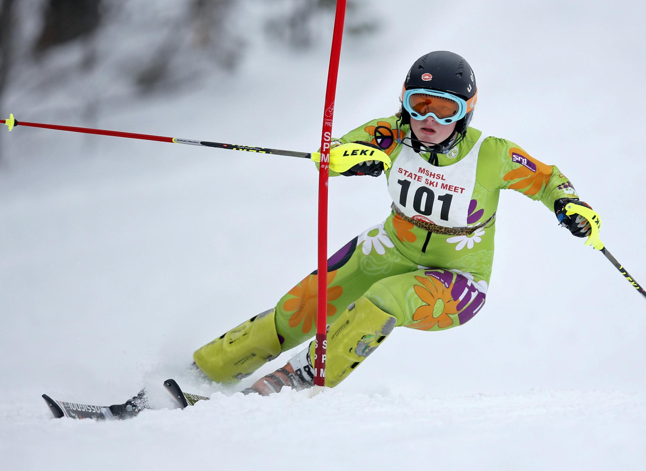 Rosie Hust of Orono took third in the girls Alpine State Ski Meet Wednesday, Feb. 13, 2013, at Giants Ridge in Biwabik, MN.] (DAVID JOLES/STARTRIBUNE) djoles@startribune.com The Minnesota State High School Alpine State Ski Meet Wednesday, Feb. 13, 2013, at Giants Ridge in Biwabik, MN.**Rosie Hust,cq