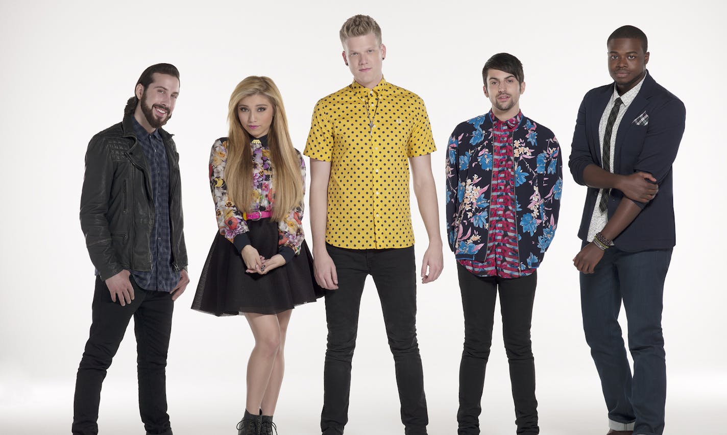 credit: Jiro Schneider Avi Kaplan, Kirstie Maldonado, Scott Hoying, Mitch Grassi and Kevin Olusola of Pentatonix.