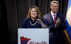 Republican Sen. Michelle Benson, alongside her family including her husband Craig, made the announcement to launch her campaign for governor, Wednesda