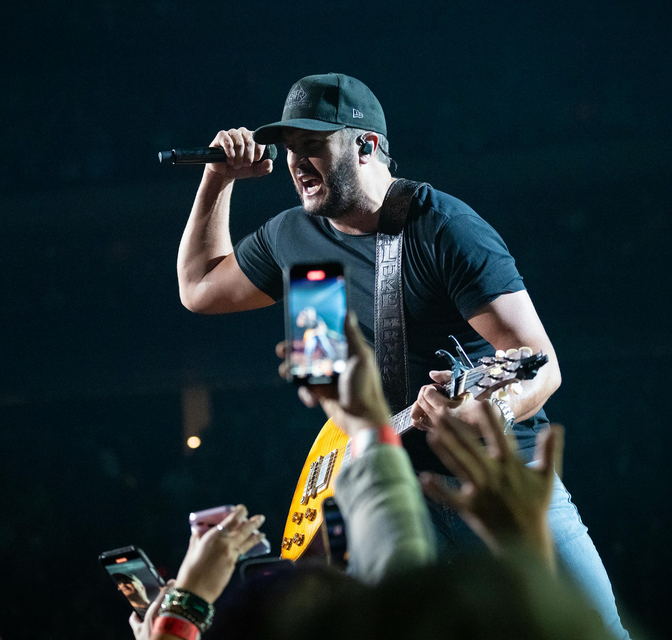 Luke Bryan performs at the Xcel Energy Center in St. Paul, Minn., on Saturday, Oct. 14, 2023.