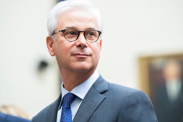 UNITED STATES - MARCH 10: Charles W. Scharf, CEO of Wells Fargo, arrives to testify during the House Financial Services Committee hearing titled Holdi