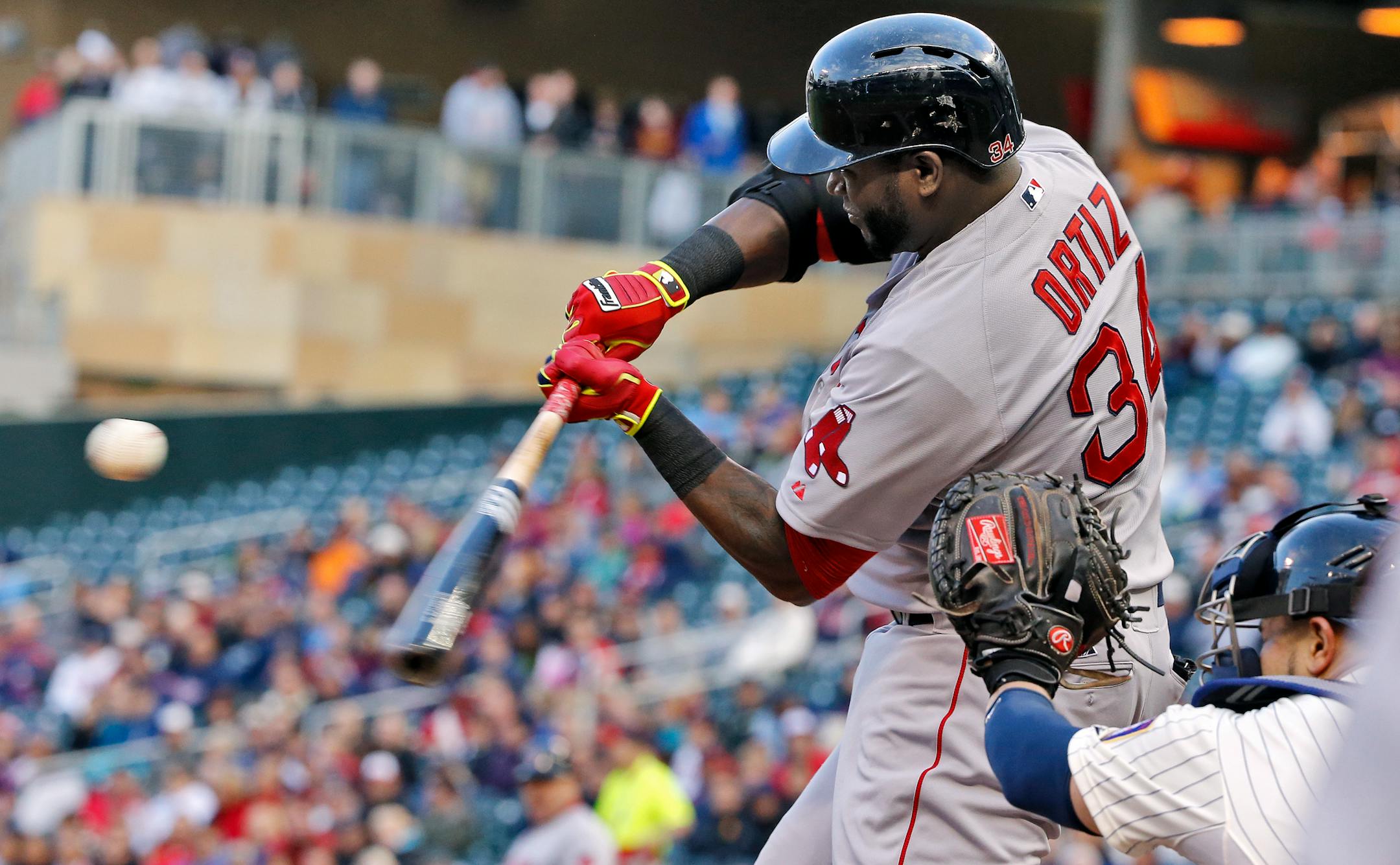 Boston's David Ortiz hit the first of his two home runs in the game in the 3rd inning.