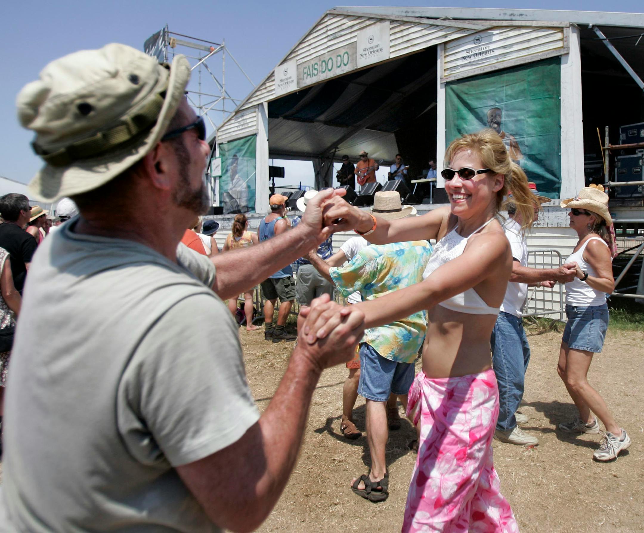 Revelers at Jazz Fest 08 in New Orleans.