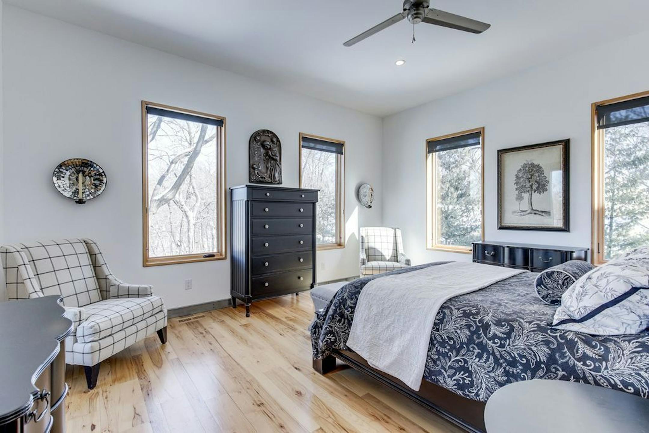 A bedroom, one of four on the second floor.