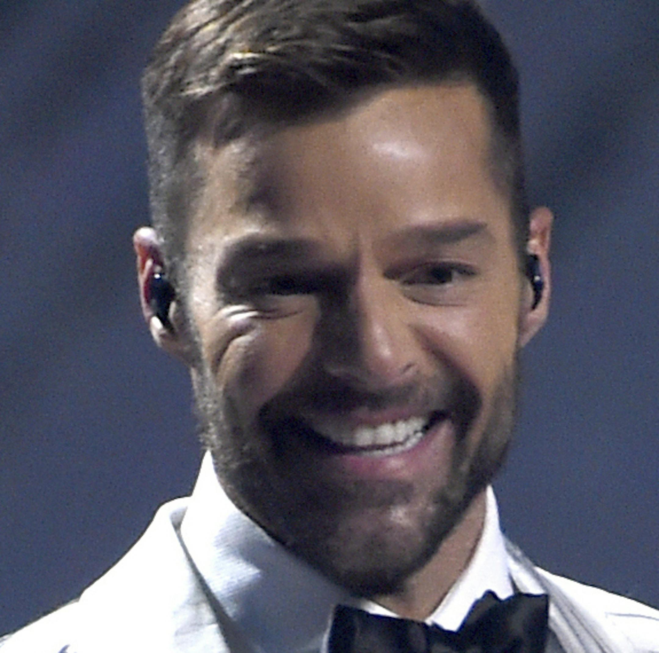 CORRECTS DATE OF EP RELEASE TO THURSDAY MAY 28 - FILE - This Nov. 14, 2019 file photo shows host Ricky Martin at the 20th Latin Grammy Awards in Las Vegas. Martin released an EP Thursday, May 28, called "Pausa." (AP Photo/Chris Pizzello, File)