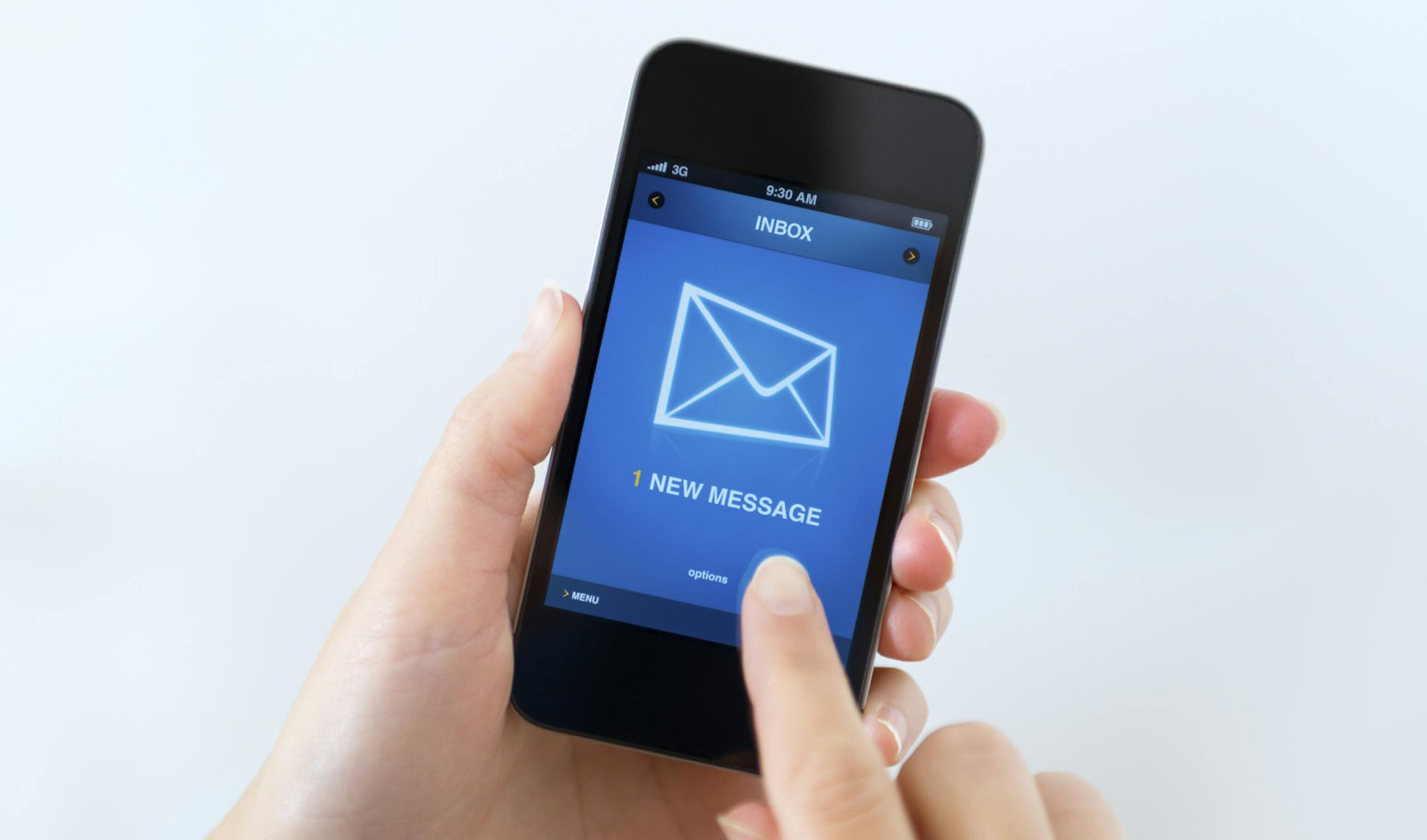 A new message received on mobile phone.