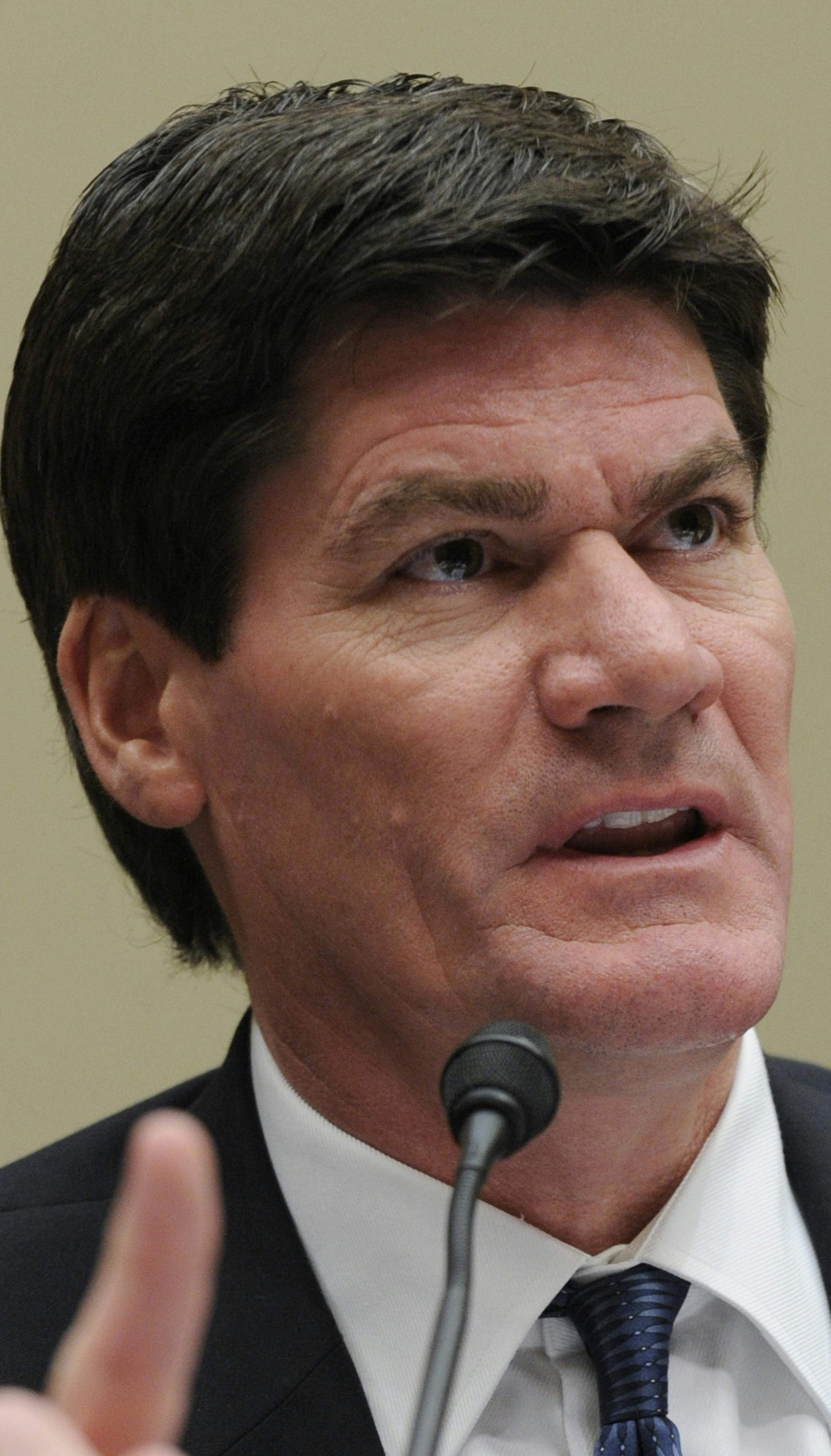 FILE - In this is a May 1, 2009, file photo Mountain West Conference commissioner Craig Thompson testifies before the House Commerce, Trade, and Consumer Protection Subcommittee hearing on the football Bowl Championship Series on Capitol Hill in Washington. With big wins in the first week of the season, No. 3 Boise State and fourth-ranked TCU are poised to crash the national championship party. That's just making the case even more compelling for Mountain West commissioner Craig Thompson _ his l