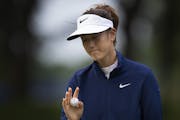 Michele Wee wave to the gallery on 15 during the second round of the KPMG Women's PGA Championship at Hazeltine National Golf Club Friday June 21 2019