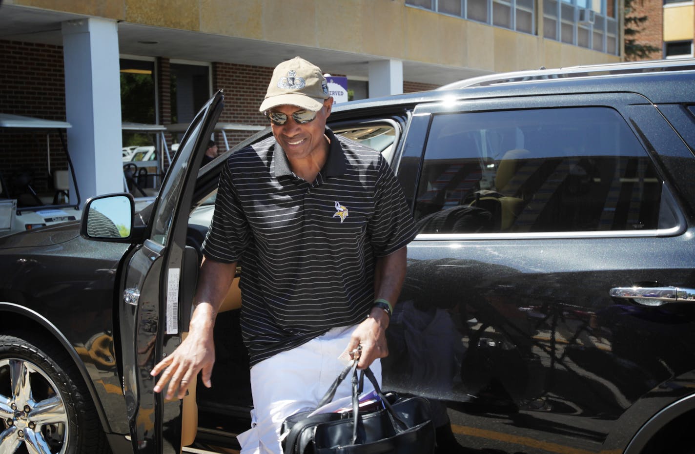 Vikings head coach Leslie Frazier arrived at Gage Hall as Vikings players report for football camp Thursday July 26, 2012 Mankato ,MN .