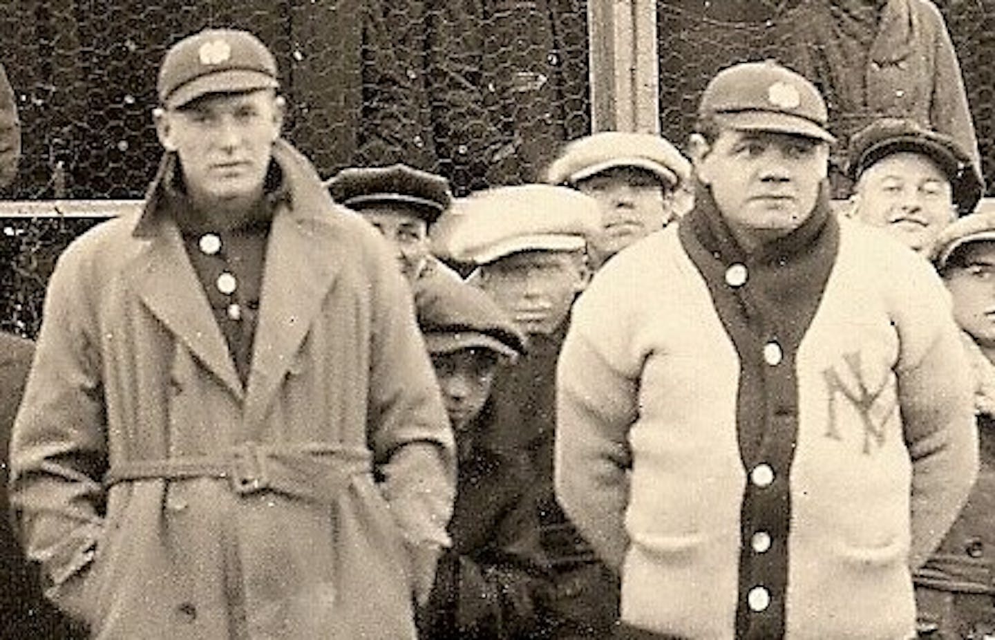 Photo courtesy of the family: Leonard Youngman peeked out from between Yankees legends Bob Meusel and Babe Ruth in a historic photo taken on Oct. 16, 1922, in Sleepy Eye, MInn.