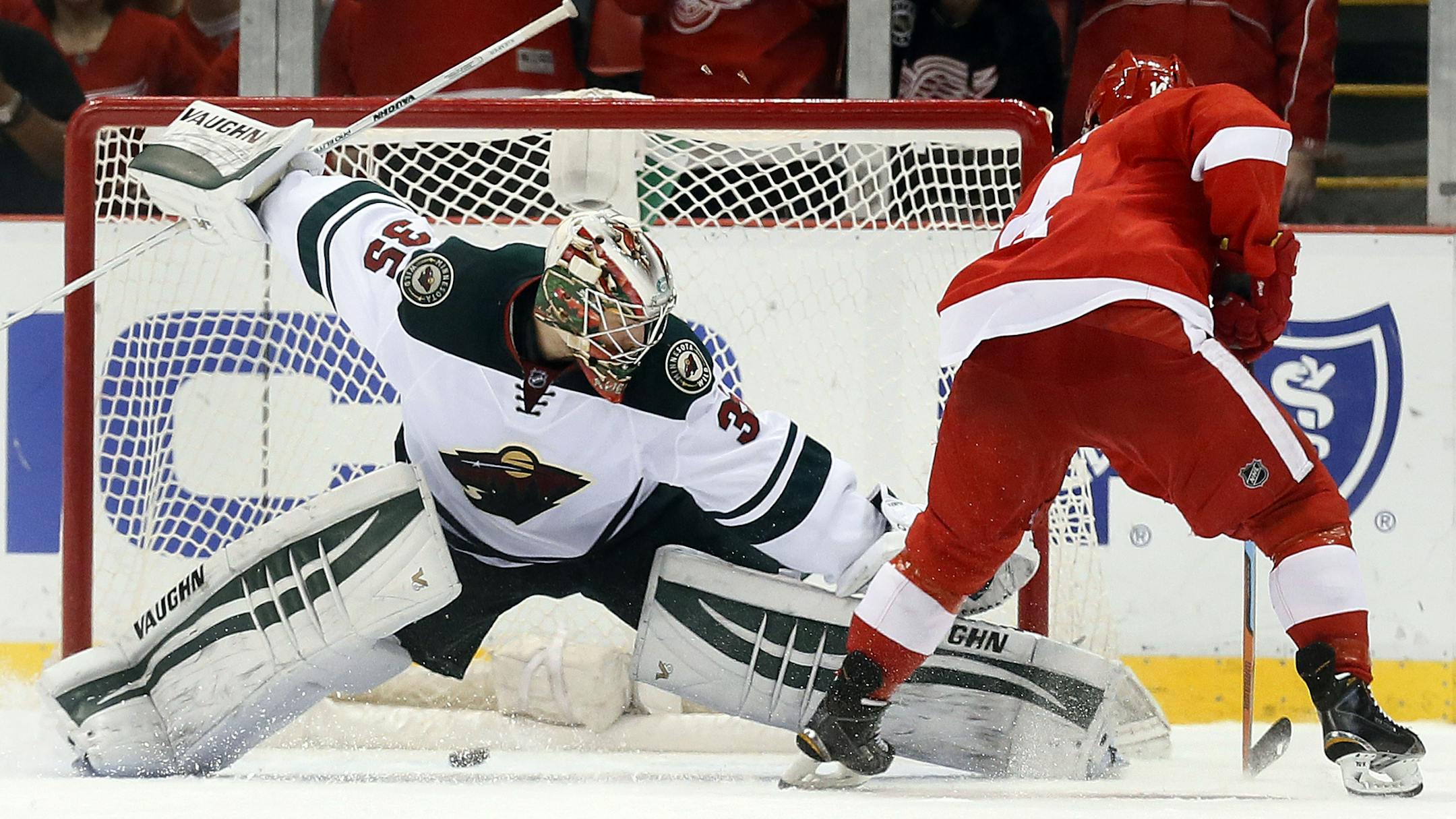 Darcy Kuemper will start in goal for the Wild in Monday night's exhibition game against Buffalo.
