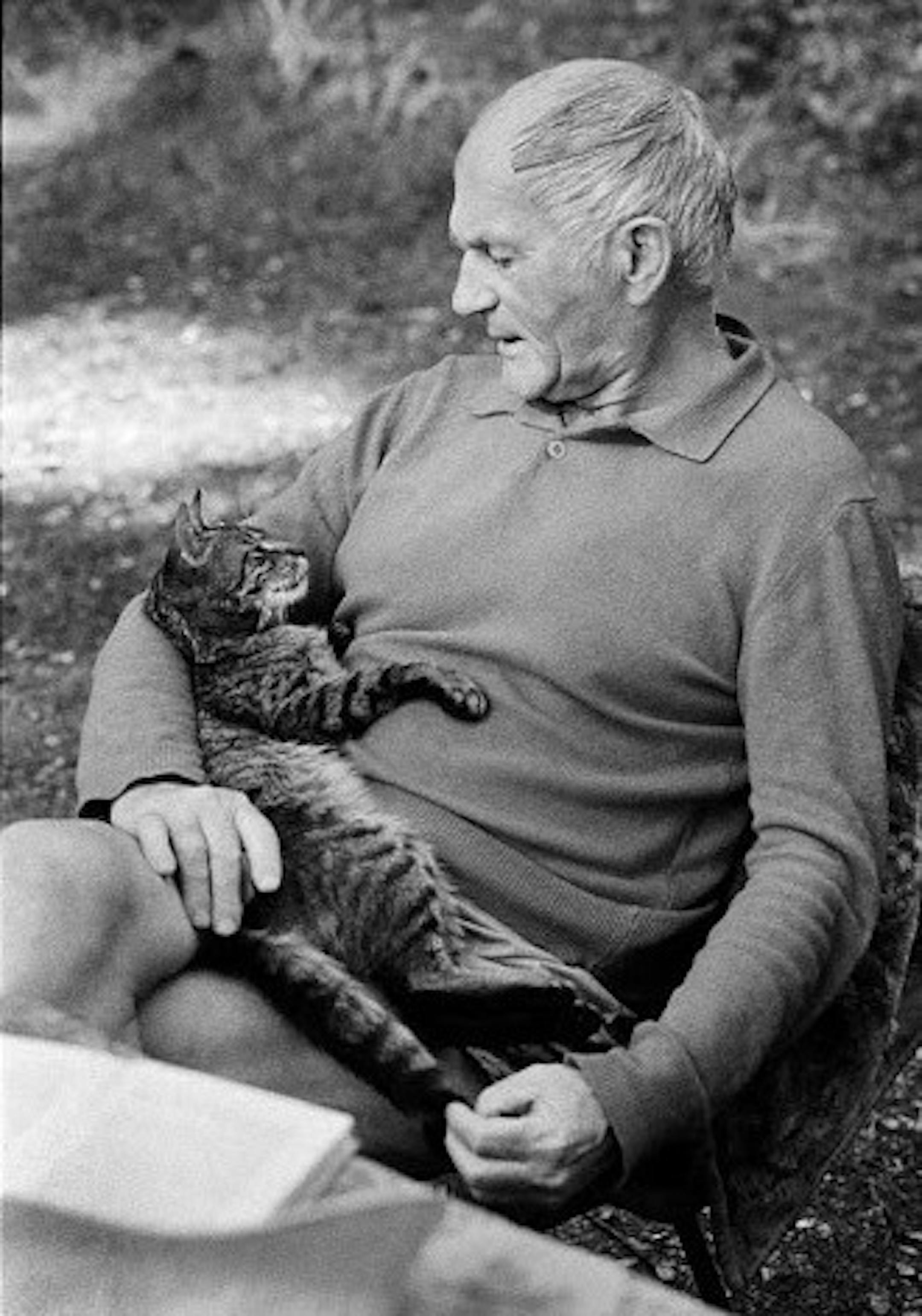 Bohumil Hrabal and one of his cats.