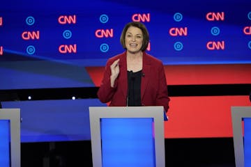 Sen. Amy Klobuchar (D-Minn.) speaks during the first night of the second round of Democratic presidential debates, in Detroit, on Tuesday, July 30, 20