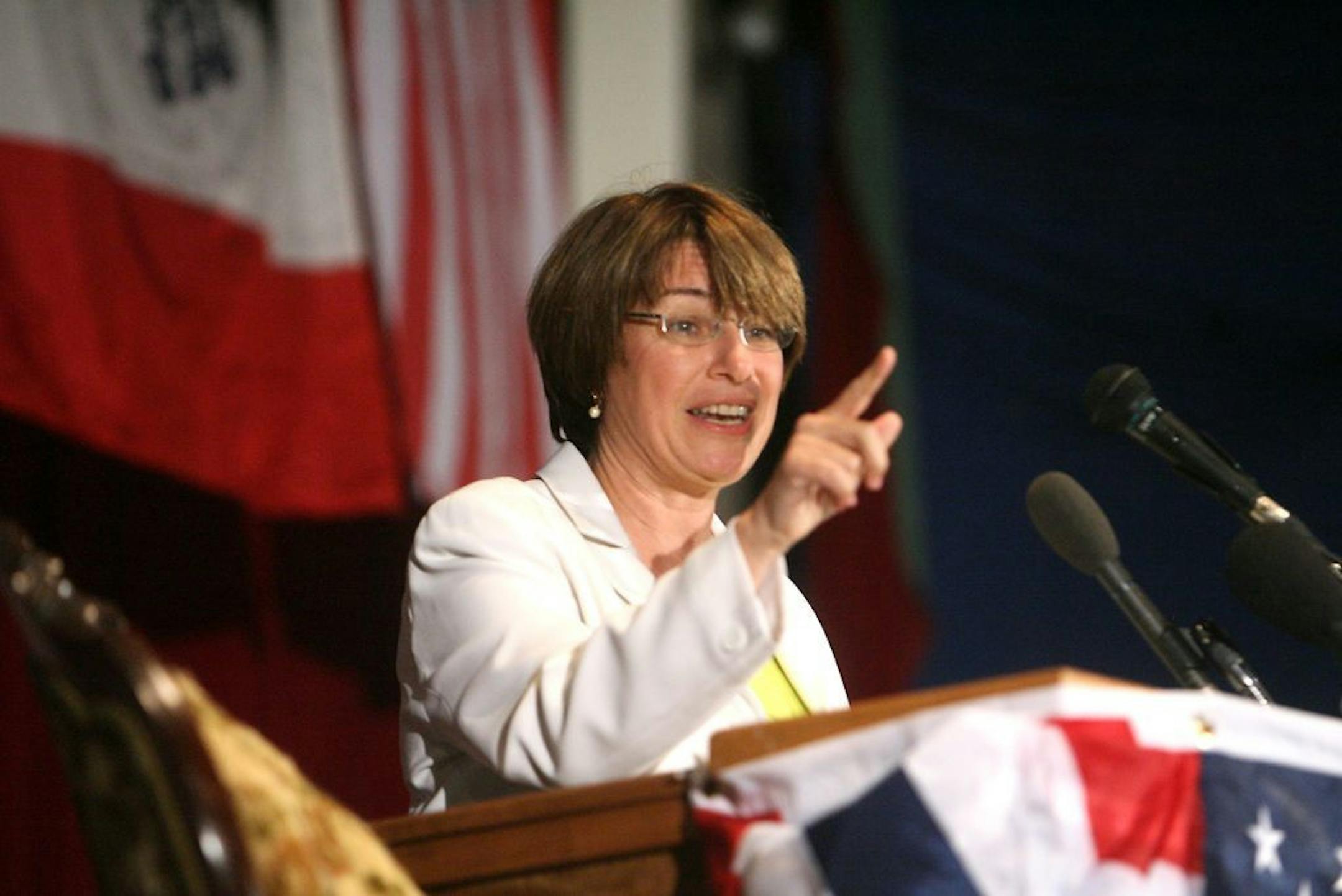 U.S. Senator Amy Klobuchar, (D-Minn.), spoke at the North Iowa Democratic Wing Ding at the Surf Ballroom in Clear Lake, Iowa, Friday night.