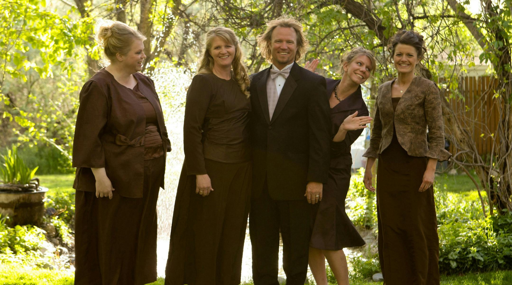 In this publicity image released by TLC, the Browns, from left, Janelle, Christine, Kody, Meri, and Robyn from the TLC series, "Sister Wives," are shown. (AP Photo/TLC, Bryant Livingston) ORG XMIT: MIN2013121416330519