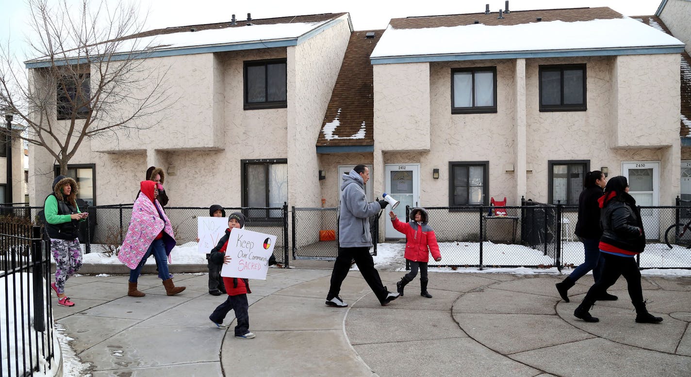 Little Earth residents marched around the housing complex, which is the heart of the Twin Cities urban Indian population.